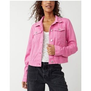 NWT We the Free Free People Pink Rumors Denim Jacket